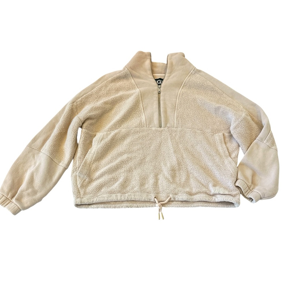 Ugg Elena Half Zip French Terry Pullover Sweatshirt in Cream - Picture 6 of 13
